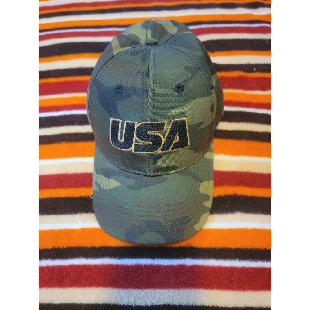 USA Camo Baseball Cap Hat Strapback Embroidered Logo Adjustable Adult